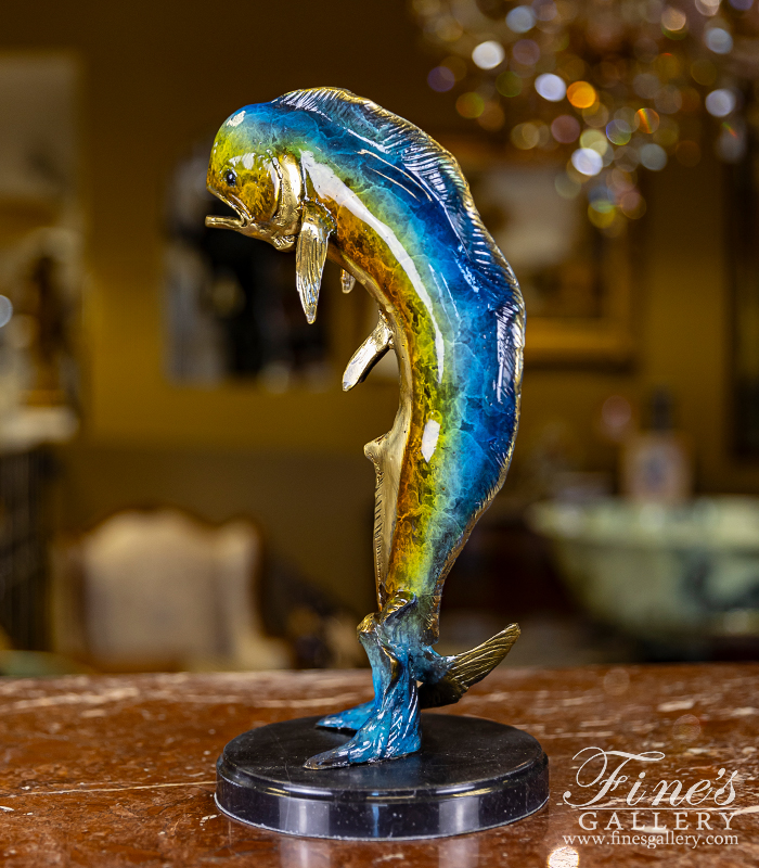 Bronze Statues  - Mahi Mahi Statue In Enameled Bronze - BS-1724